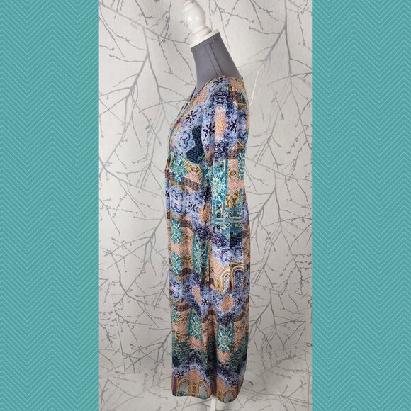 Jaase Colorful Floral Bohemian Flowy Peasant Maxi Dress - Picture 3 of 5